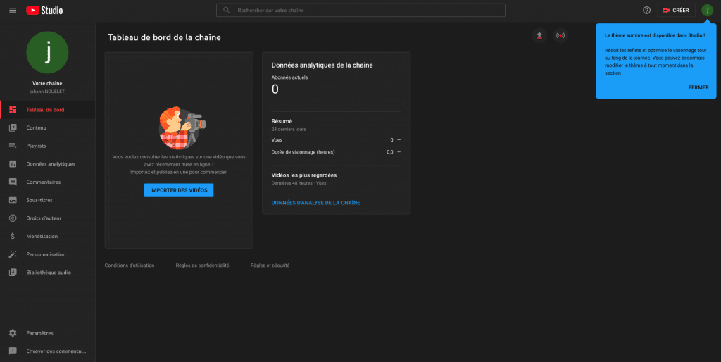 Etape 1 Créer une chaîne Youtube