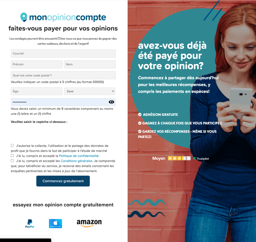 inscription Mon Opinion Compte