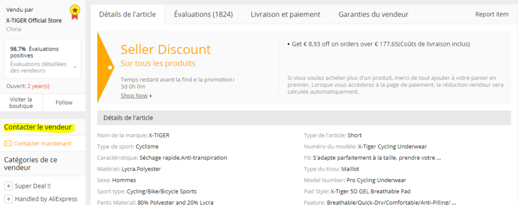 entrer contact avec vendeur aliexpress