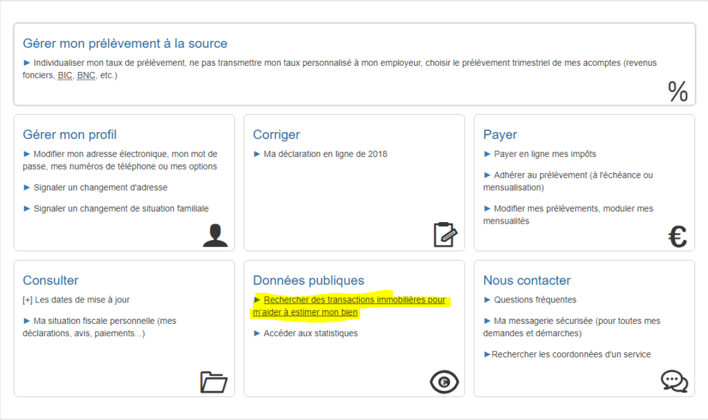 estimer m2 immobilier impot.gouv.fr