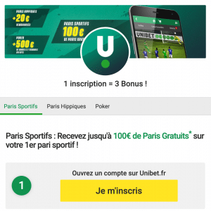 Unibet prime de bienvenue
