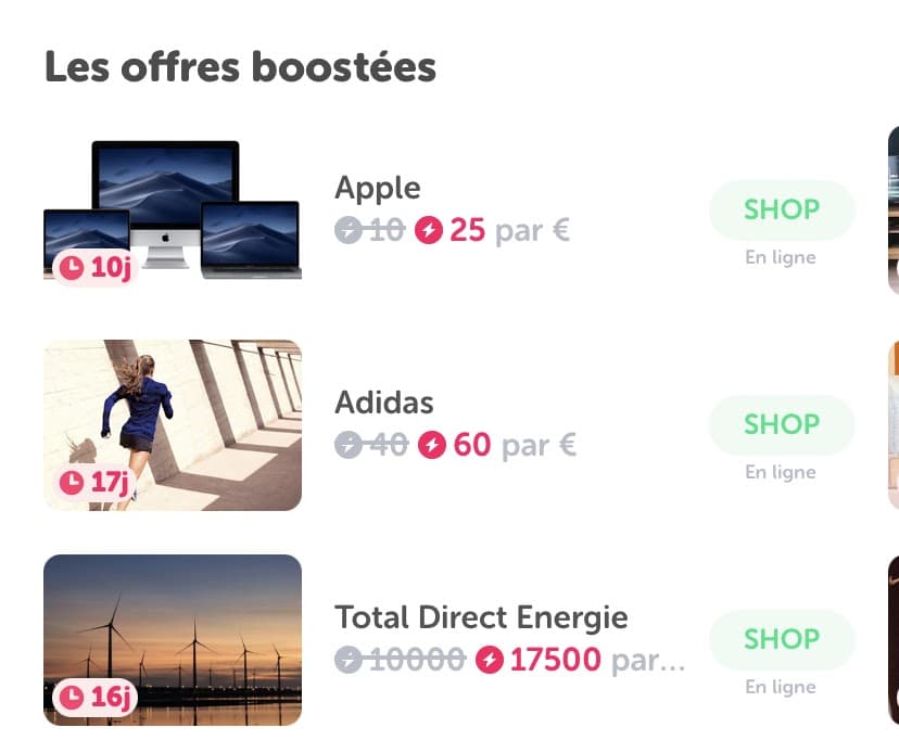 Les offres boostées
