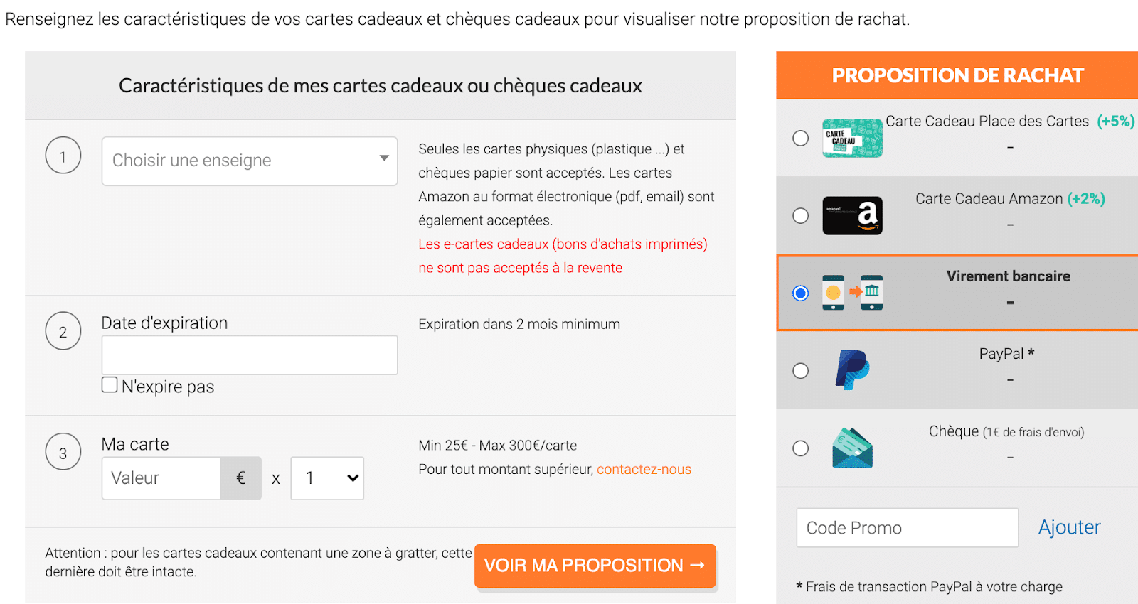 revendre carte cadeau