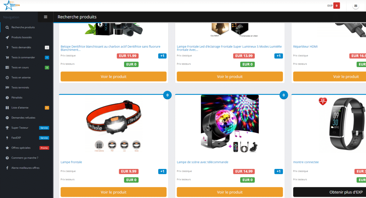 Astuce produit gratuit Amazon 2: Testzon