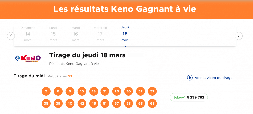 tirage au sort Keno
