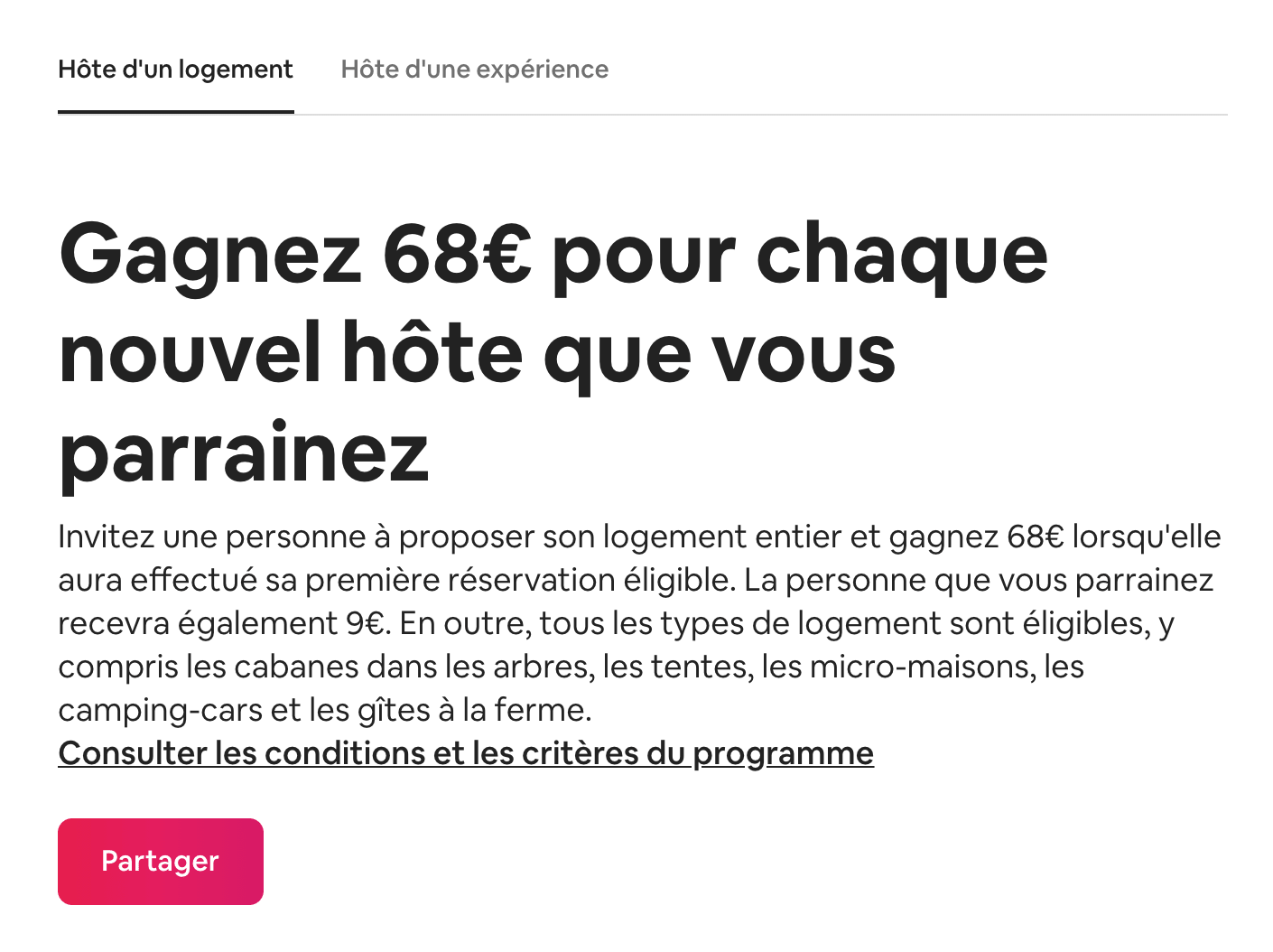 Programme de parrainage Airbnb “Parrainez un hôte”