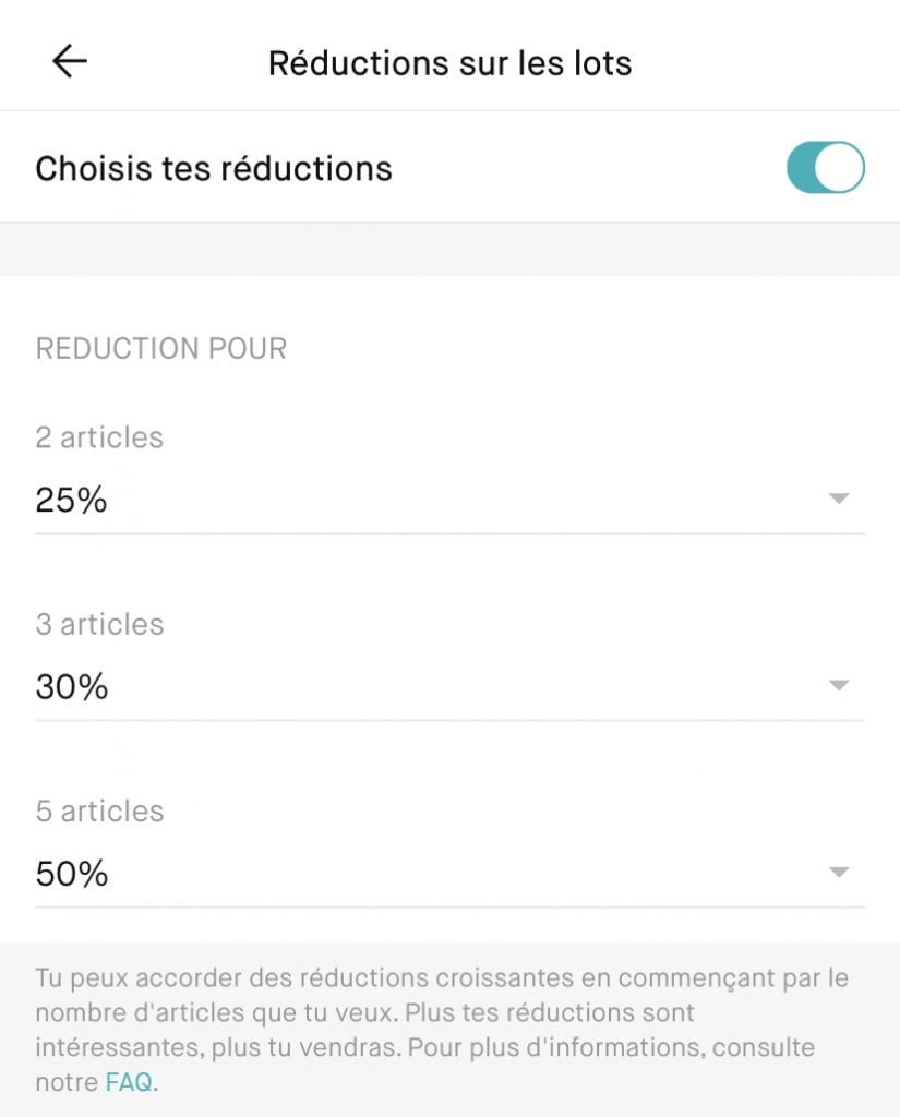 Pendant la mise en vente de l’article