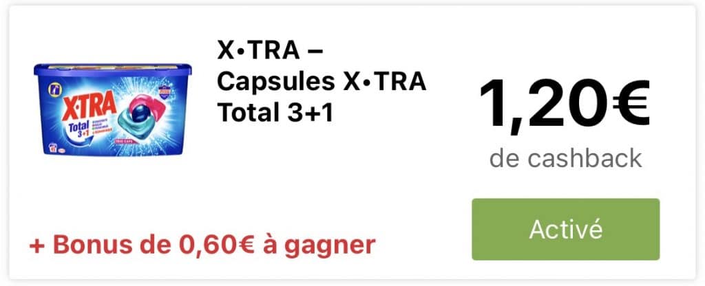 Les offres bonus sont visibles avec la mention suivante lorsque vous cherchez un produit “+ Bonus de 0,xx€ à gagner”.