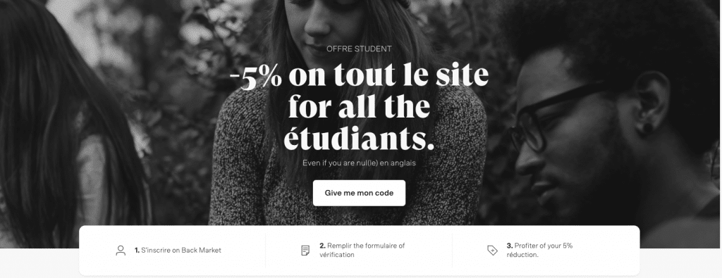 Obtenir 5% de réduction sur les produits Back Market