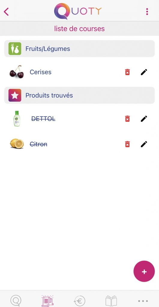 Création de listes de courses