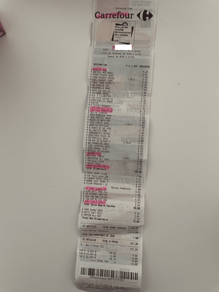 ticket de caisse