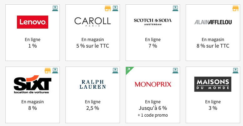 Liste des enseignes partenaires Cashback Société Générale
