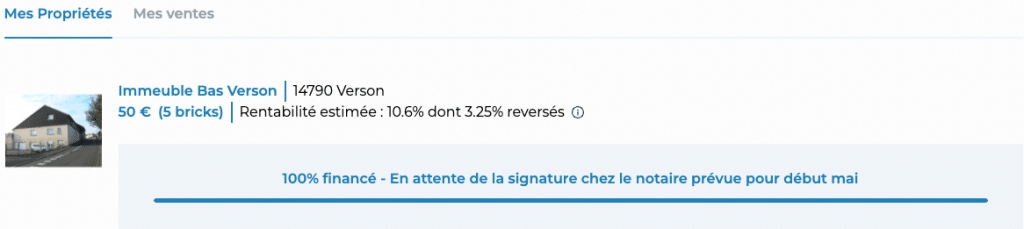 Mes investissements sur la plateforme