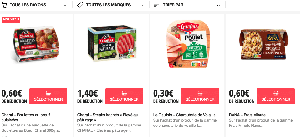 sélectionner des bons de réduction