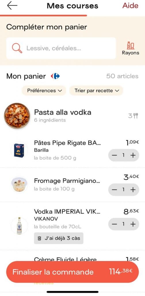 faire ses courses avec Jow
