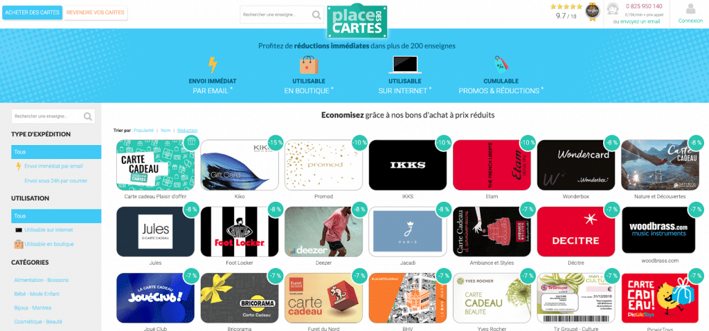 Où peut-on utiliser les cartes cadeaux ?
