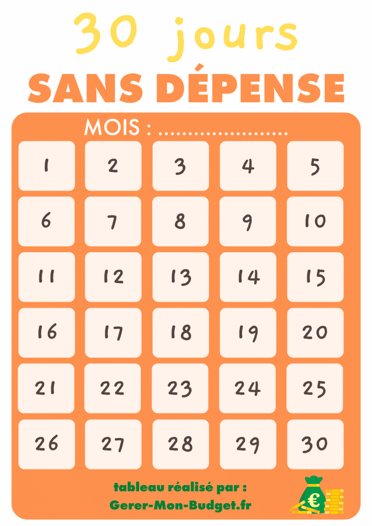Défi épargne : 30 jours sans dépense. 