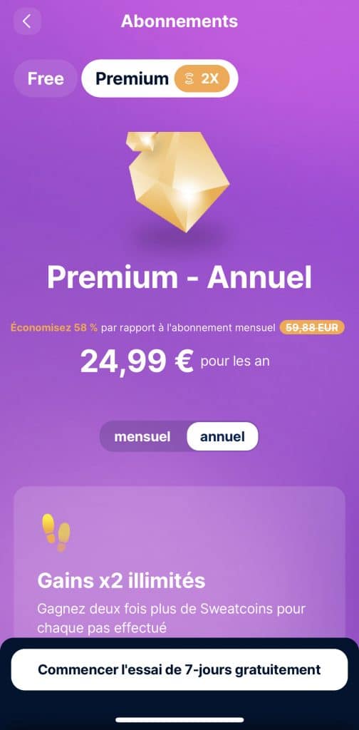 L’abonnement premium sweatcoin