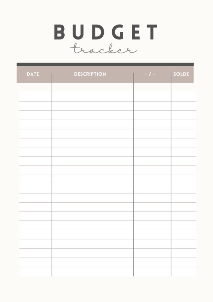 Budget tracker format A6