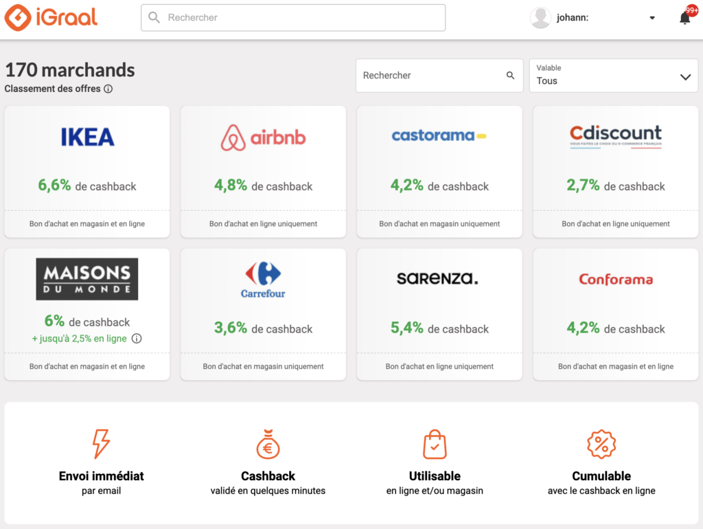 Astuce 1 Bon d’achat cashback